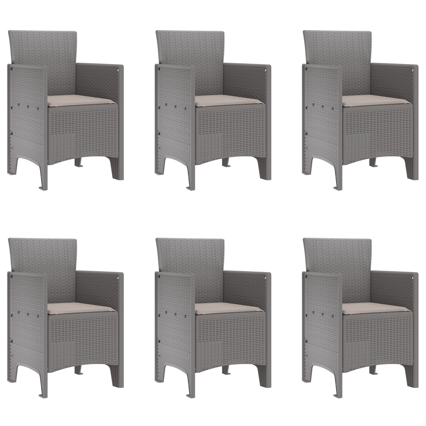 7-Delige Tuin Eettafel Set Met Kussens Licht Grijze Poly Rattan