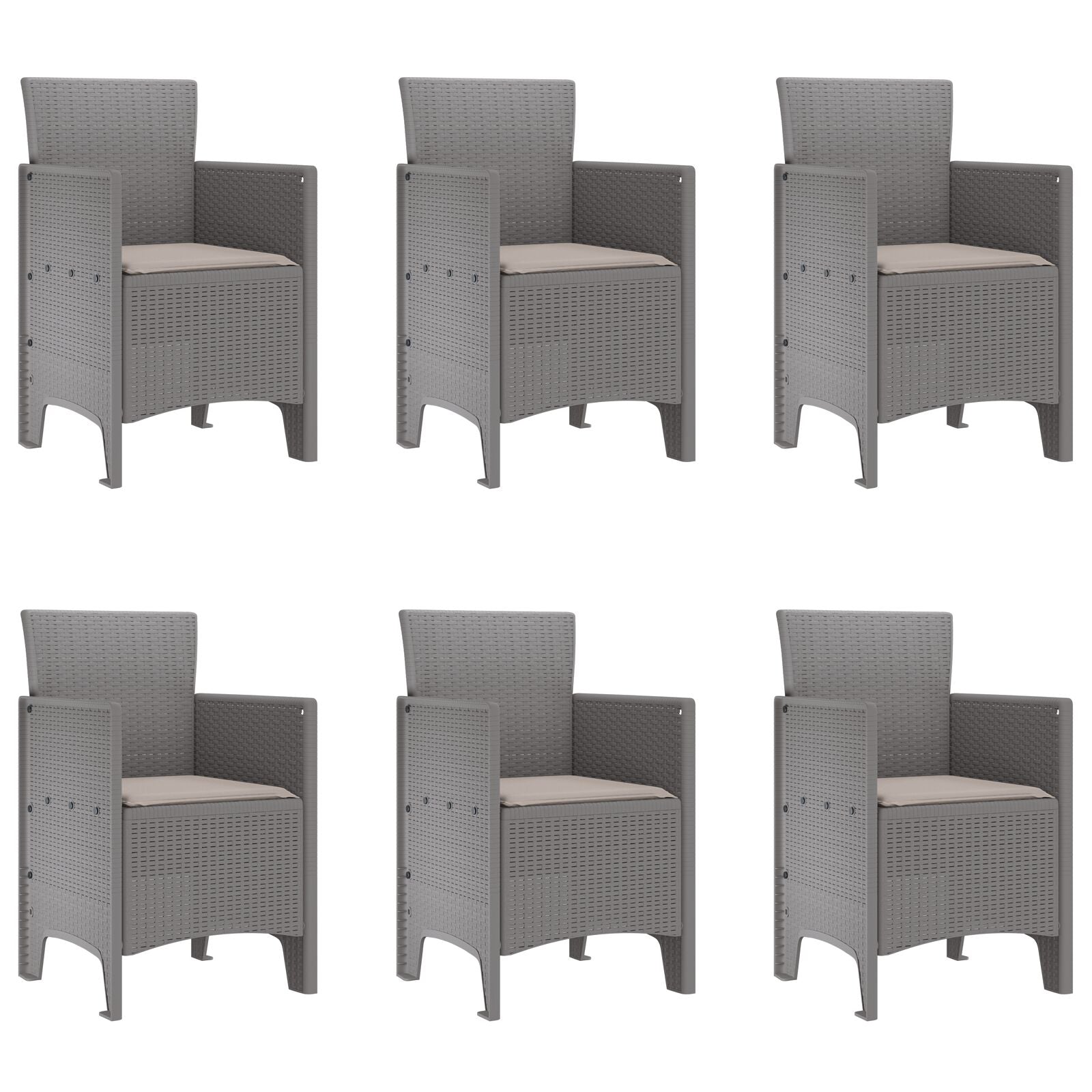7-Delige Tuin Eettafel Set Met Kussens Licht Grijze Poly Rattan