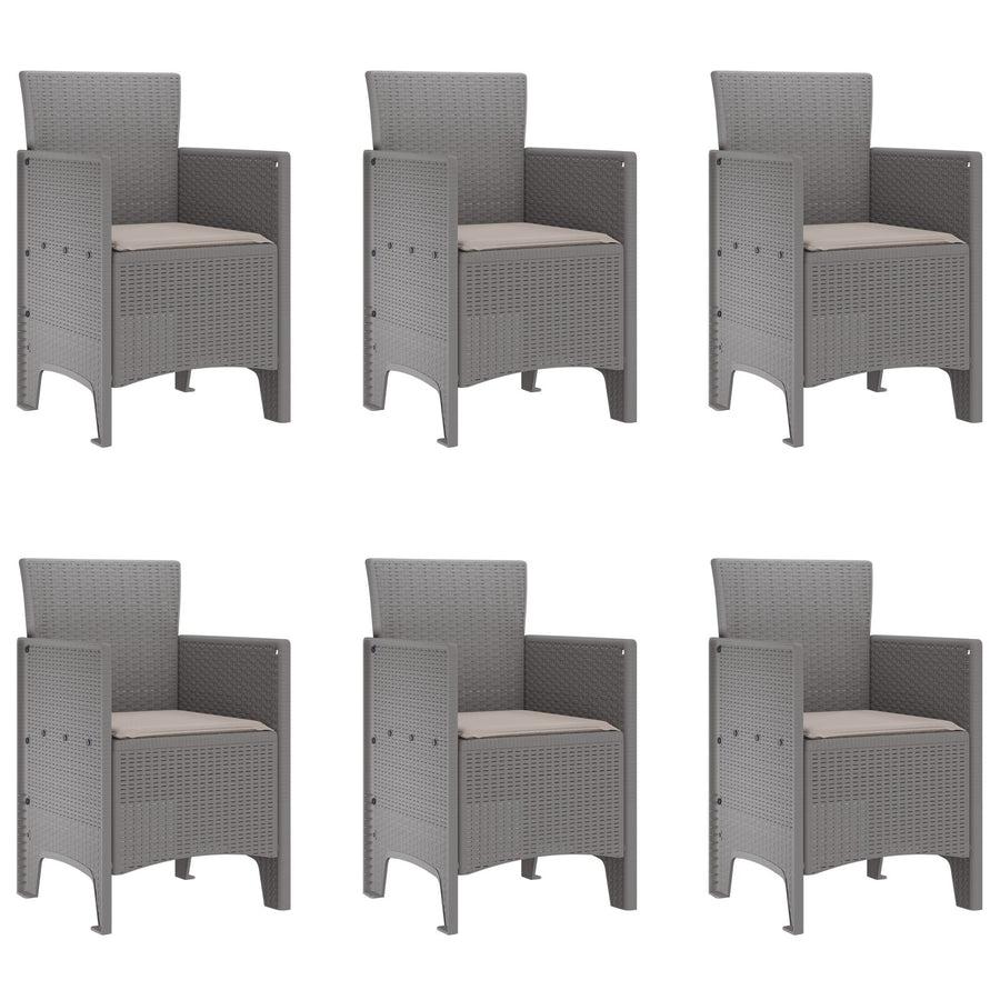 7-Delige Tuin Eettafel Set Met Kussens Licht Grijze Poly Rattan