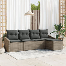 5 Delige Tuin Eetset Met Kussens Grijs Poly Rattan Gegalvaniseerd Staal