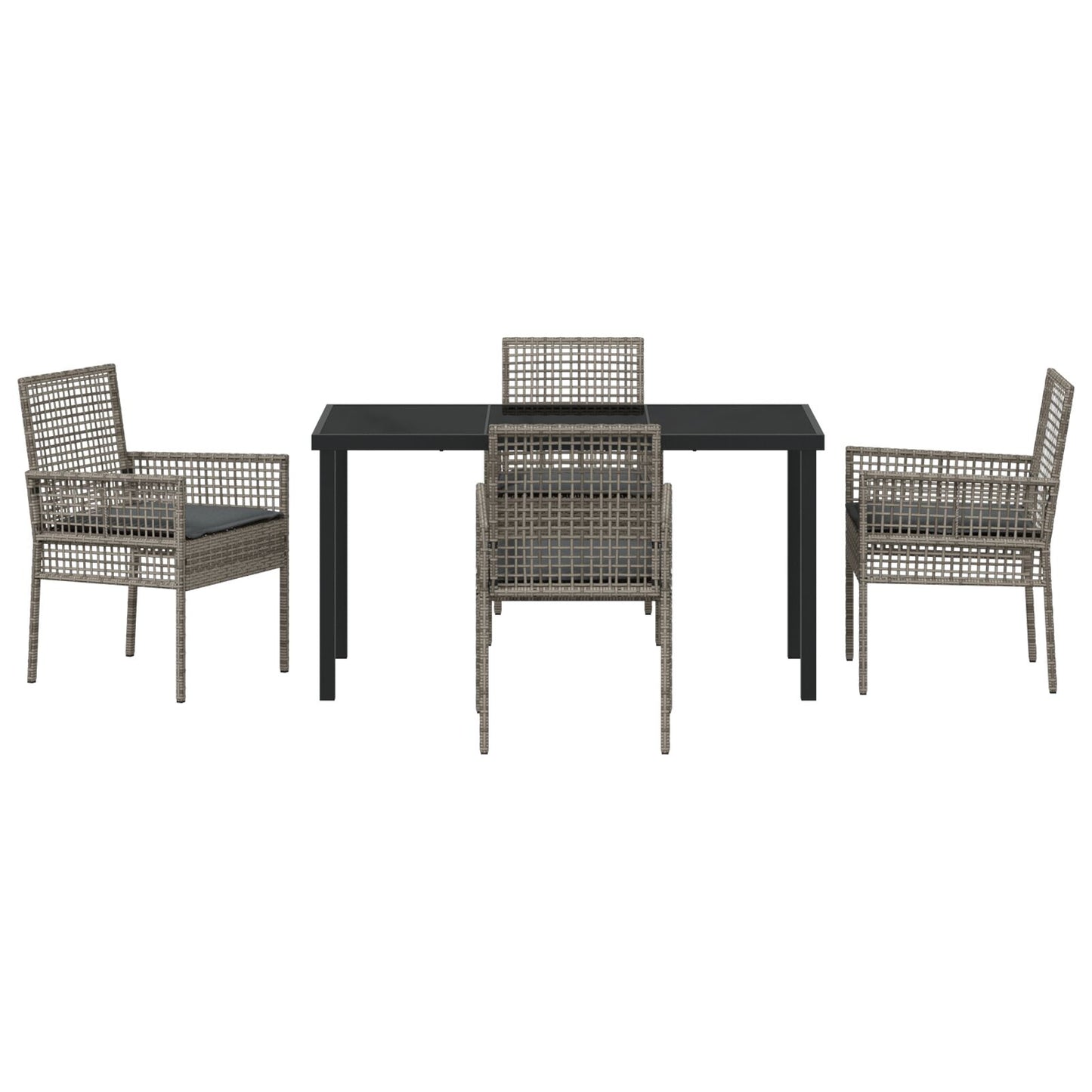 5-Delige Tuin Eet Set Met Kussens Grijs Poly Rattan
