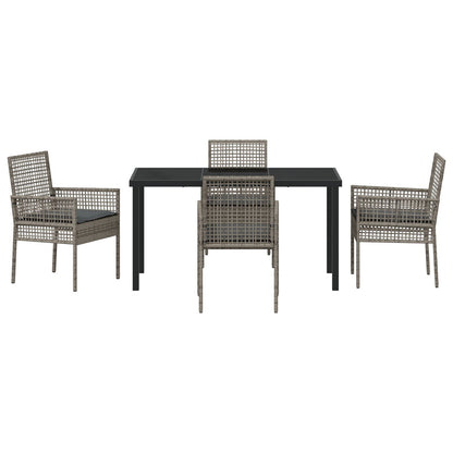 5-Delige Tuin Eet Set Met Kussens Grijs Poly Rattan