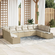 Loungeset 10 personen polyrattan beige crème