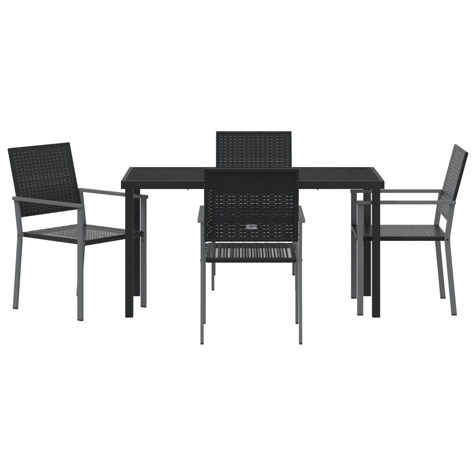 Set Van 3 Zwart Pe Riet En Gepoedercoat Staal 54X62.5X89 Cm