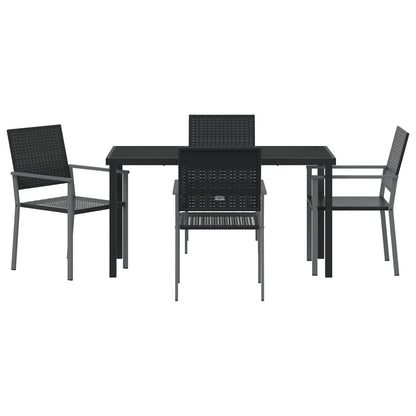 Set Van 3 Zwart Pe Riet En Gepoedercoat Staal 54X62.5X89 Cm