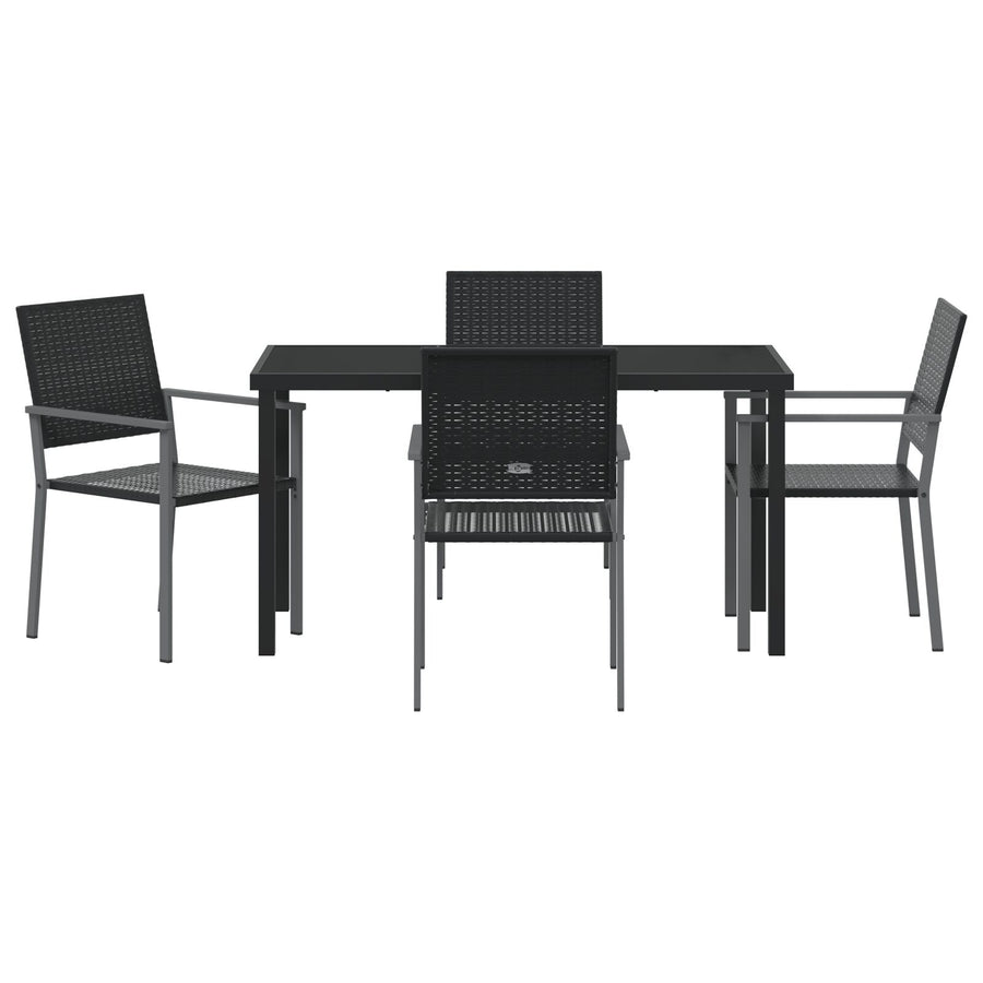 Set Van 3 Zwart Pe Riet En Gepoedercoat Staal 54X62.5X89 Cm