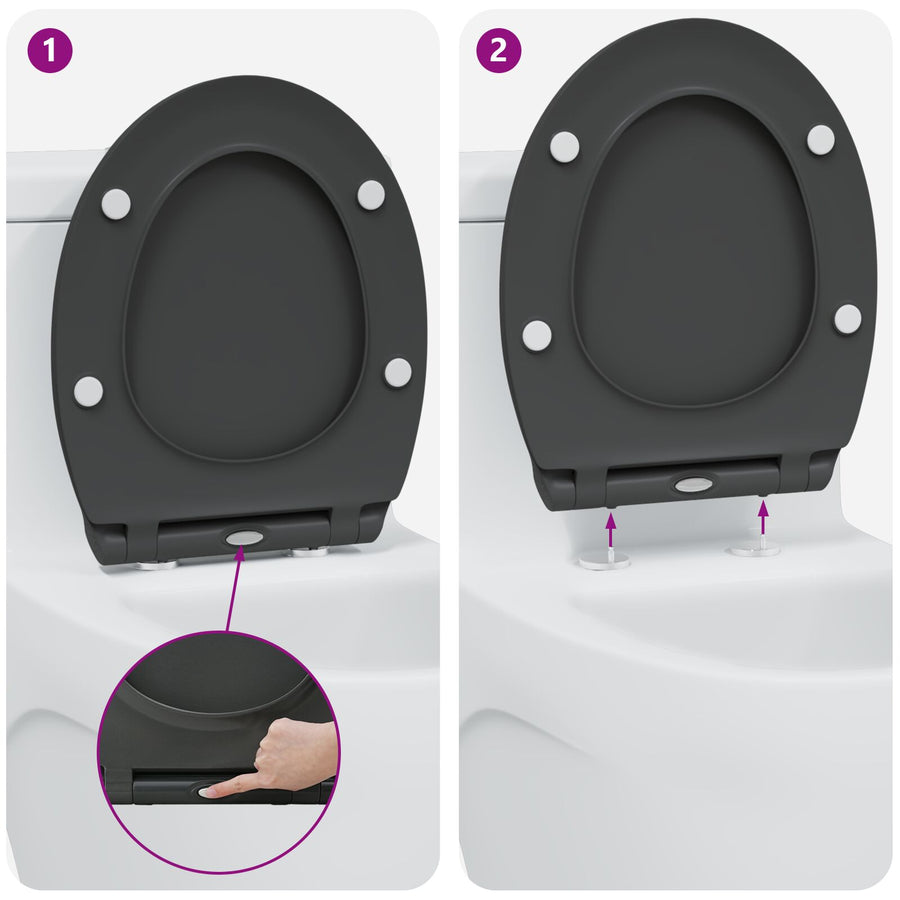 Quick Release Toiletbril Met Soft Close Duroplast Anthraciet