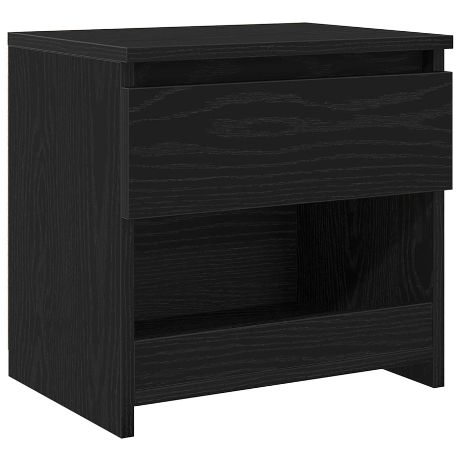 Nachtkastje Zwart Eiken 40X30X39 Cm Bewerkt Hout