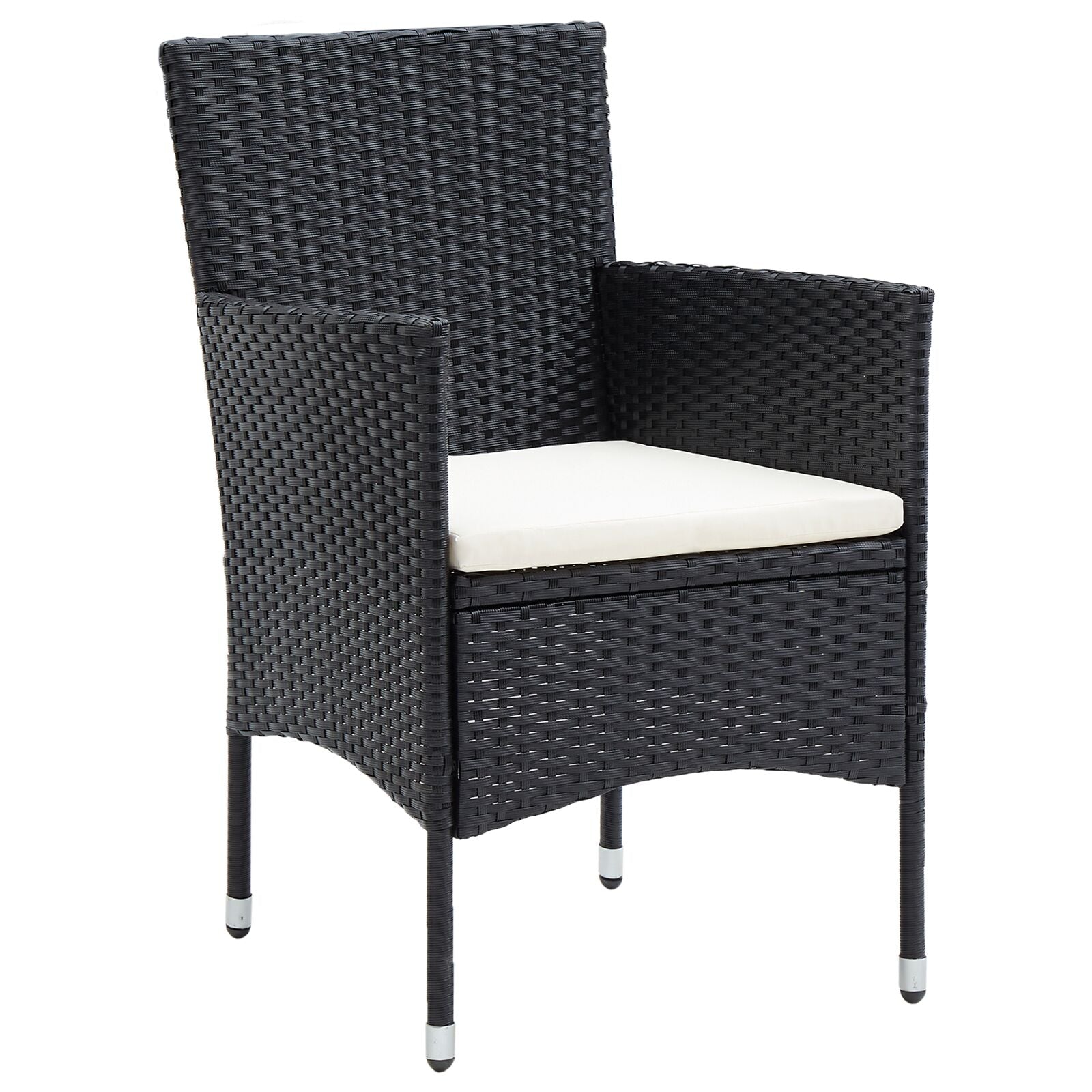 5-Delige Tuin Eetset Zwart Poly Rattan