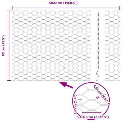 Hekpalen 11 Stuks U-Channel 80 Cm Gegalvaniseerd Staal,  Hexagonaal Hek 0,8X50 M Gegalvaniseerd Staal