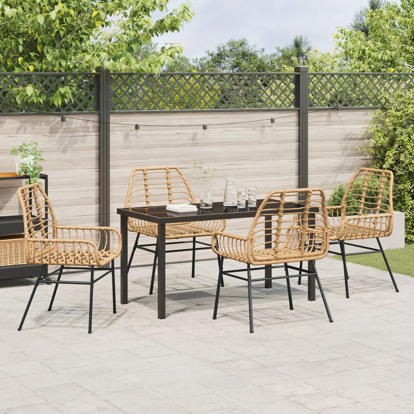 5-Delig Tuin Eetset Bruin Poly Rattan
