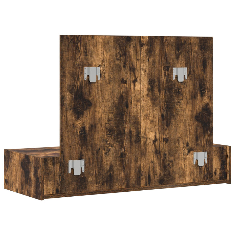 Wandmontage Kaptafel 100 x 40 x 70 cm Gerookt Eiken zonder LED