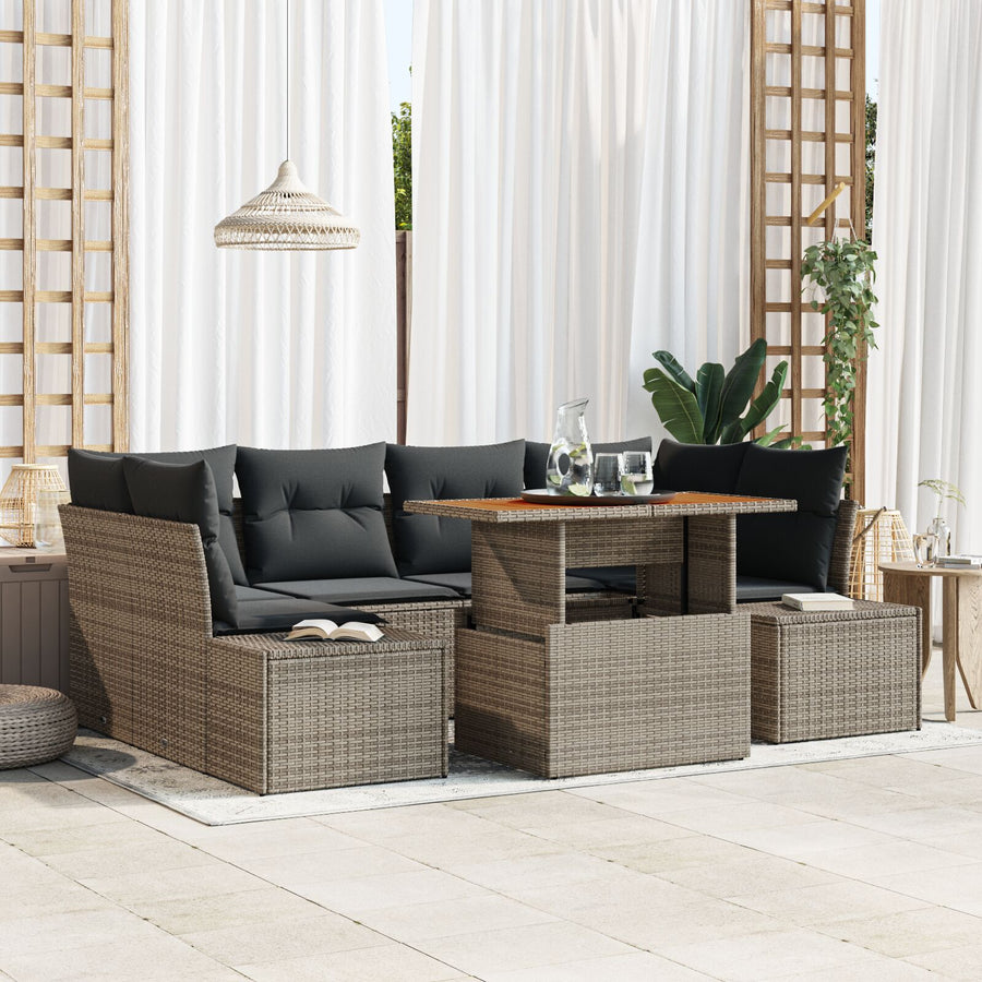 Tuin Sofa Set Set Van 7 Grijs, Rattan