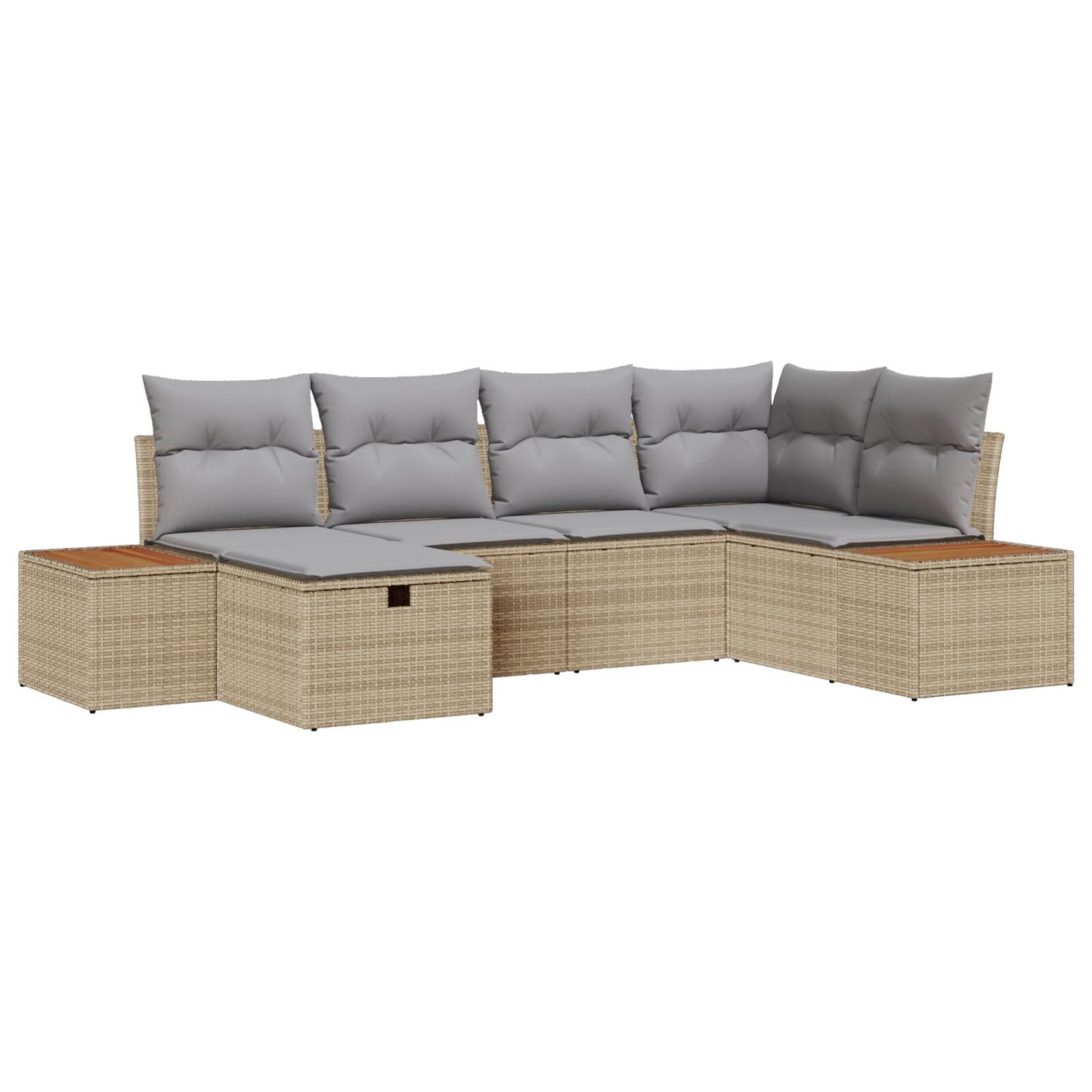 6-Delige Tuin Sofa Set Met Kussens Beige Poly Rattan