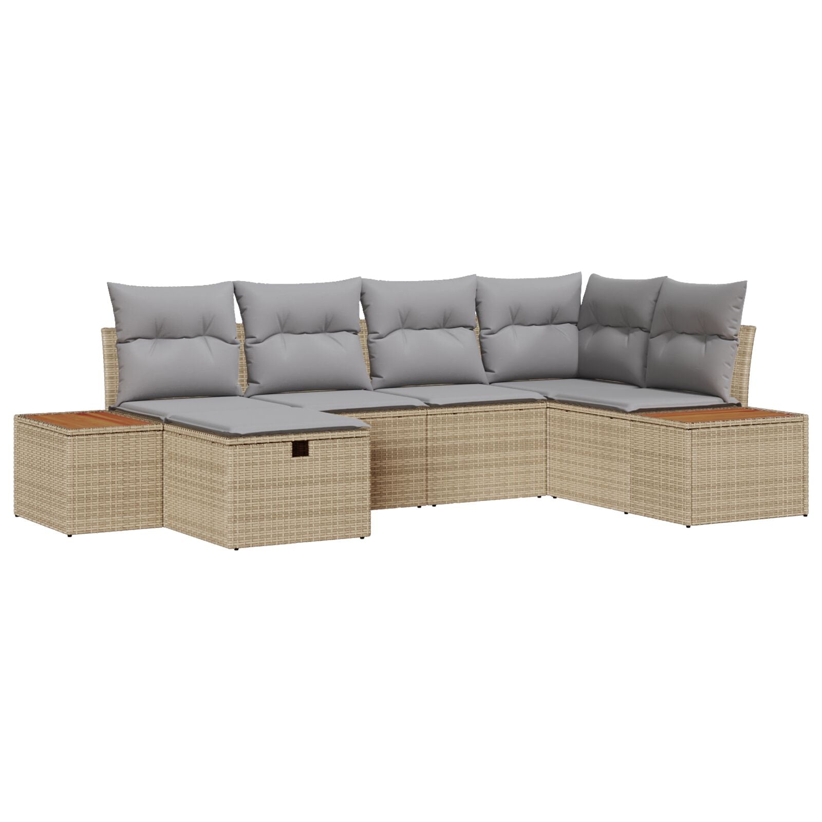 6-Delige Tuin Sofa Set Met Kussens Beige Poly Rattan