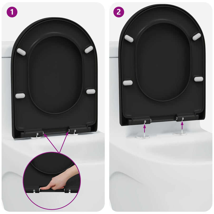 Toiletbril Met Snelle Release En Zachte Sluiting Duroplast Zwart