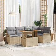 Tuin loungeset 6-delig beige lichtgrijs