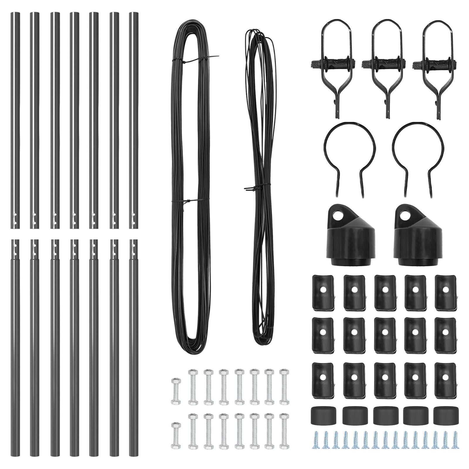 Hekpalen Set 7 Stuks Grijs Metaal