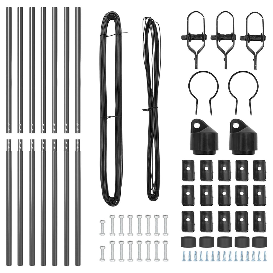 Hekpalen Set 7 Stuks Grijs Metaal