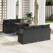 Loungeset 7-delig polyrattan zwart