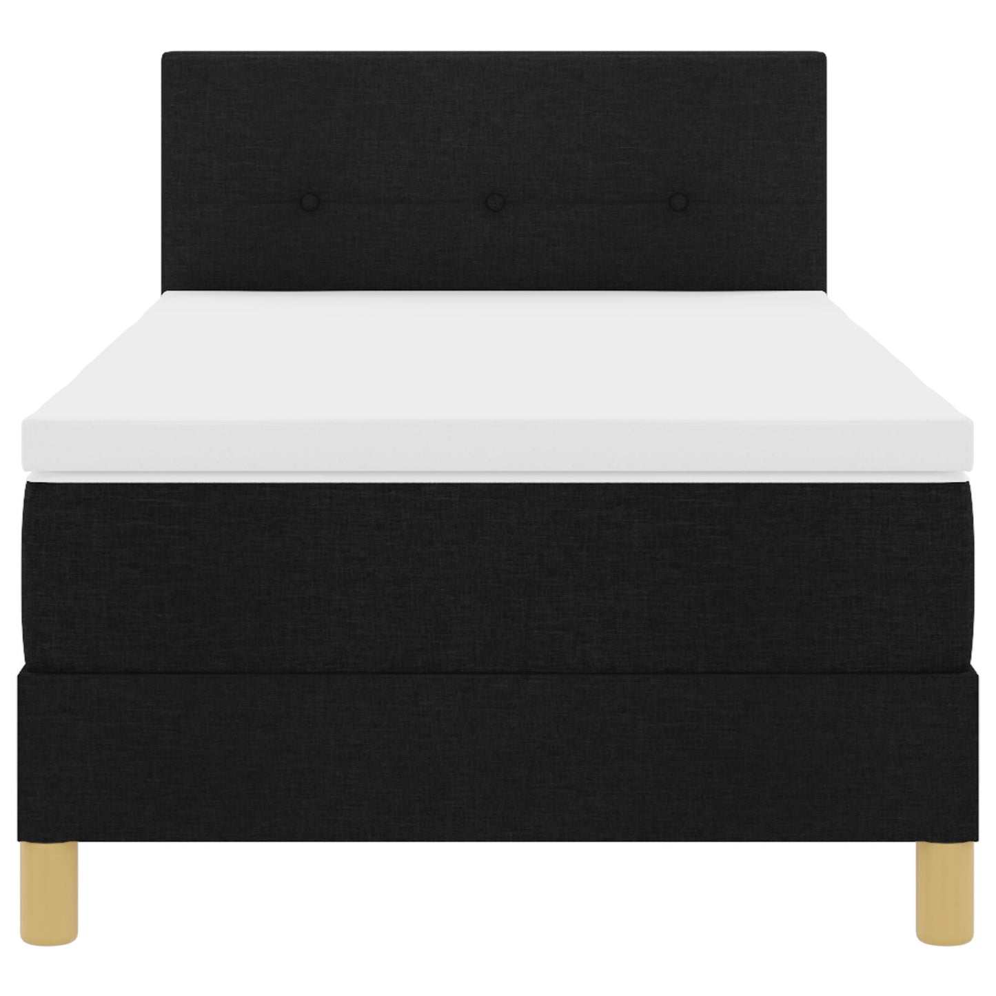 Boxspring Bed Met Matras Stof Zwart 90 x 190 cm Geknoopte tuft