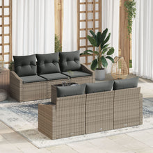 7-Delige Tuin Sofa Set Met Kussens Grijs Poly Rattan
