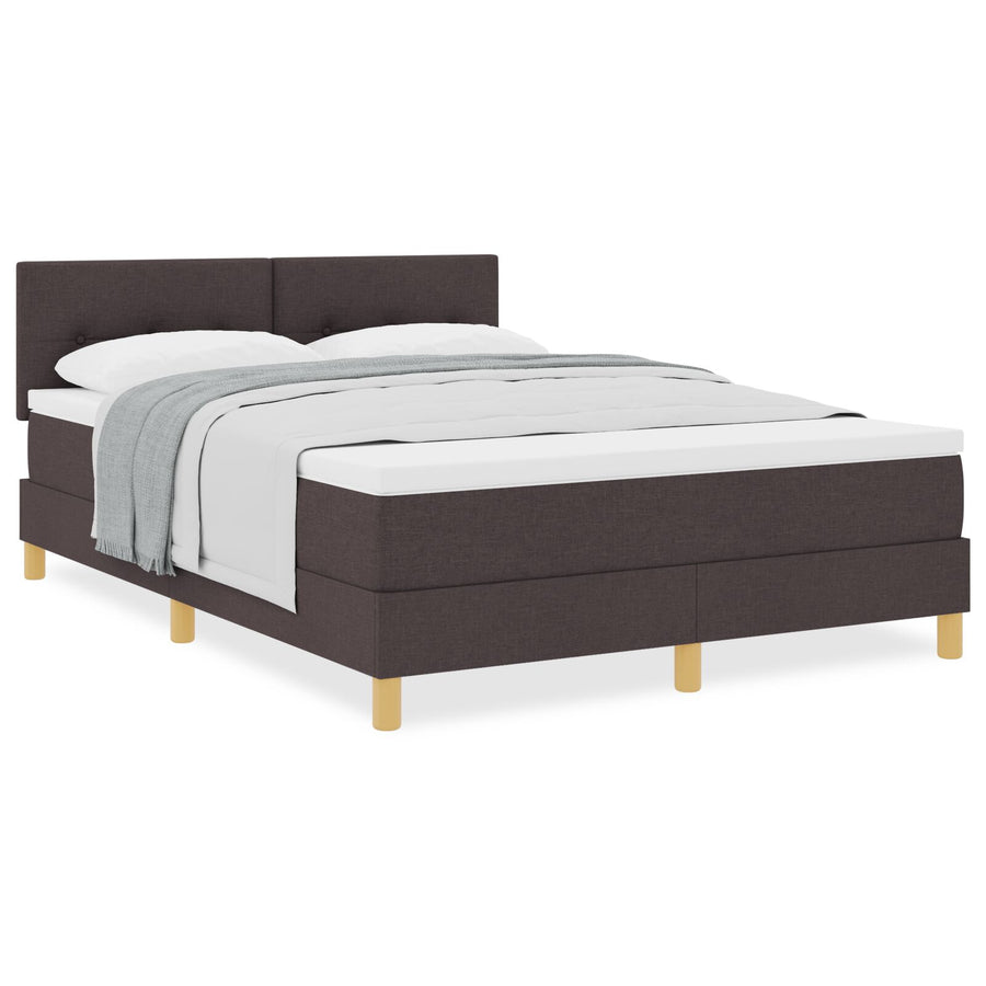 Boxspring Bed Met Matras Stof Donkerbruin 140 x 190 cm Knoopgepolsterd