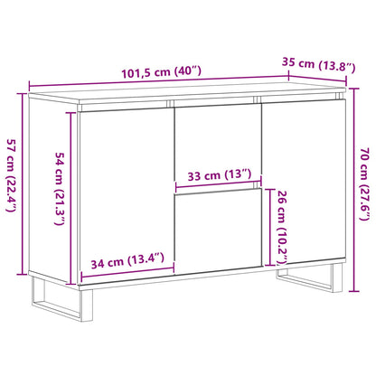 Dressoir Zwart Eiken 104X35X70 Cm Gelaagd Hout