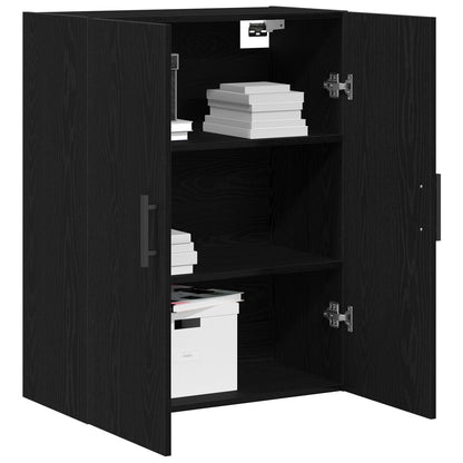Wandkast Zwart Eiken 69,5X34X90 Cm Gelaagd Hout