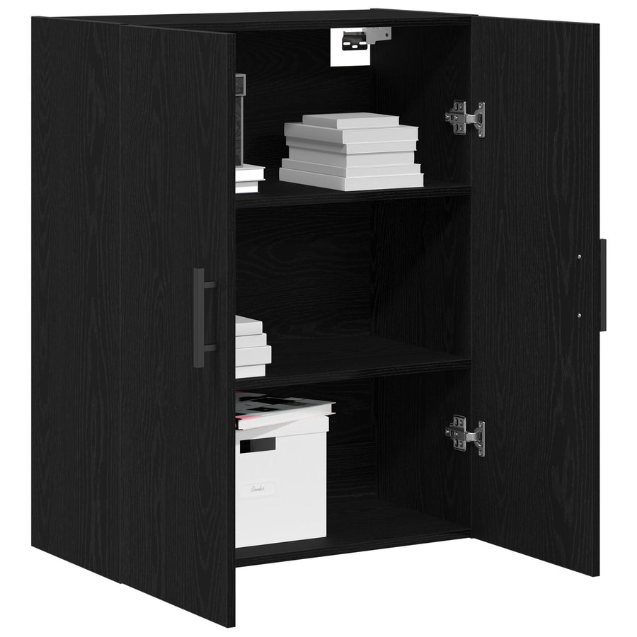 Wandkast Zwart Eiken 69,5X34X90 Cm Gelaagd Hout