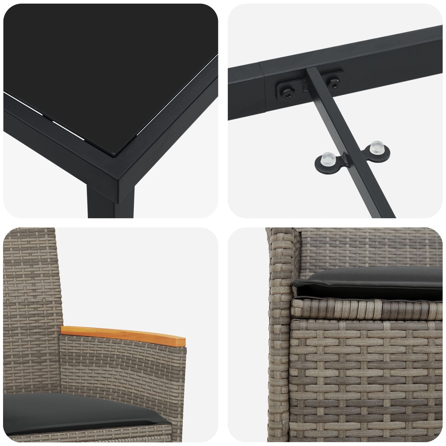 5-Delige Tuinset Met Kussens Grijs Poly Rattan