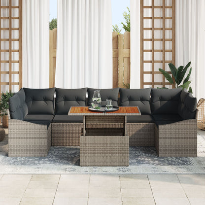 8-Delige Tuinsofa Set Met Kussens Grijs Poly Rattan