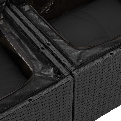 13-Delige Tuinsofa Set Met Kussens Zwart Poly Rattan Acacia, 2-Zits Tuinsofa Met Opbergruimte & Kussens Zwart Poly Rattan, 4-Delige Tuin Eetset Met Kussens Zwart Poly Rattan Acacia Wit