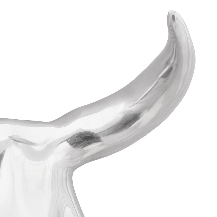 Wandmontage Stierenschedel Zilver 34X13X53 Cm Aluminium Gewone schedel