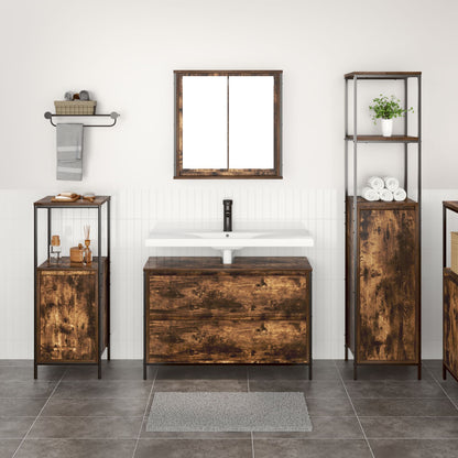 3 Delige Badkamermeubelset Smoked Oak Engineered Wood Gerookte eiken
