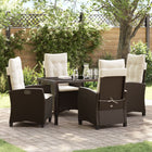 Tuinstoelenset 5-delig poly rattan bruin verstelbaar
