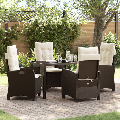 5-Delige Tuin Eetset Met Kussens Bruin Poly Rattan
