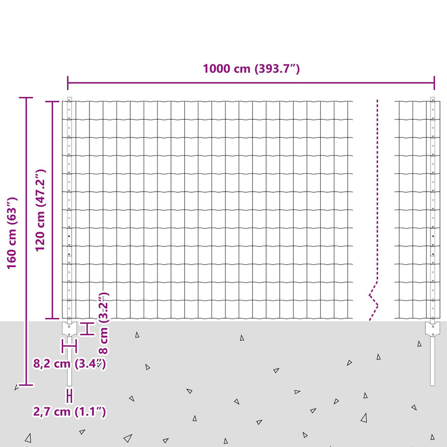 Euro Hek Met 10 U-Pinnen Grijs 1,2X10 M Staal