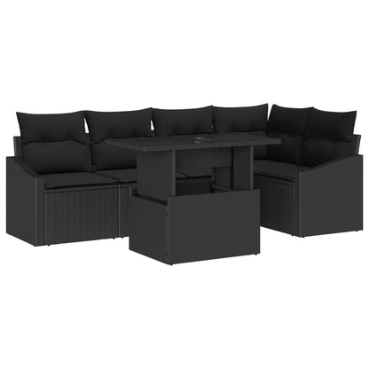 Tuinbank Set Set Van 6 Zwart Riet, Polyester Tuin Hoekbank