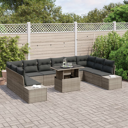 Tuinbankset Set Van 11 Grijs Rattan Tuinbankset Rechthoekig