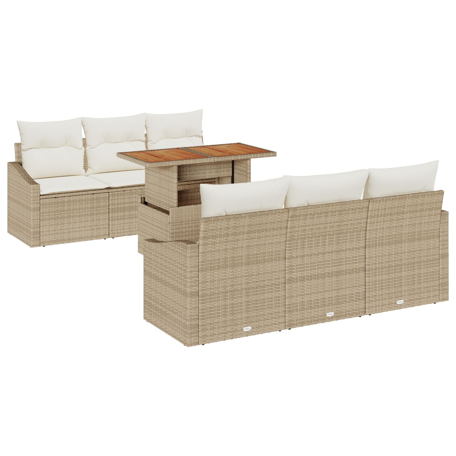 Set Van 5 Natuur Beige Synthetisch Rattan, Polyester