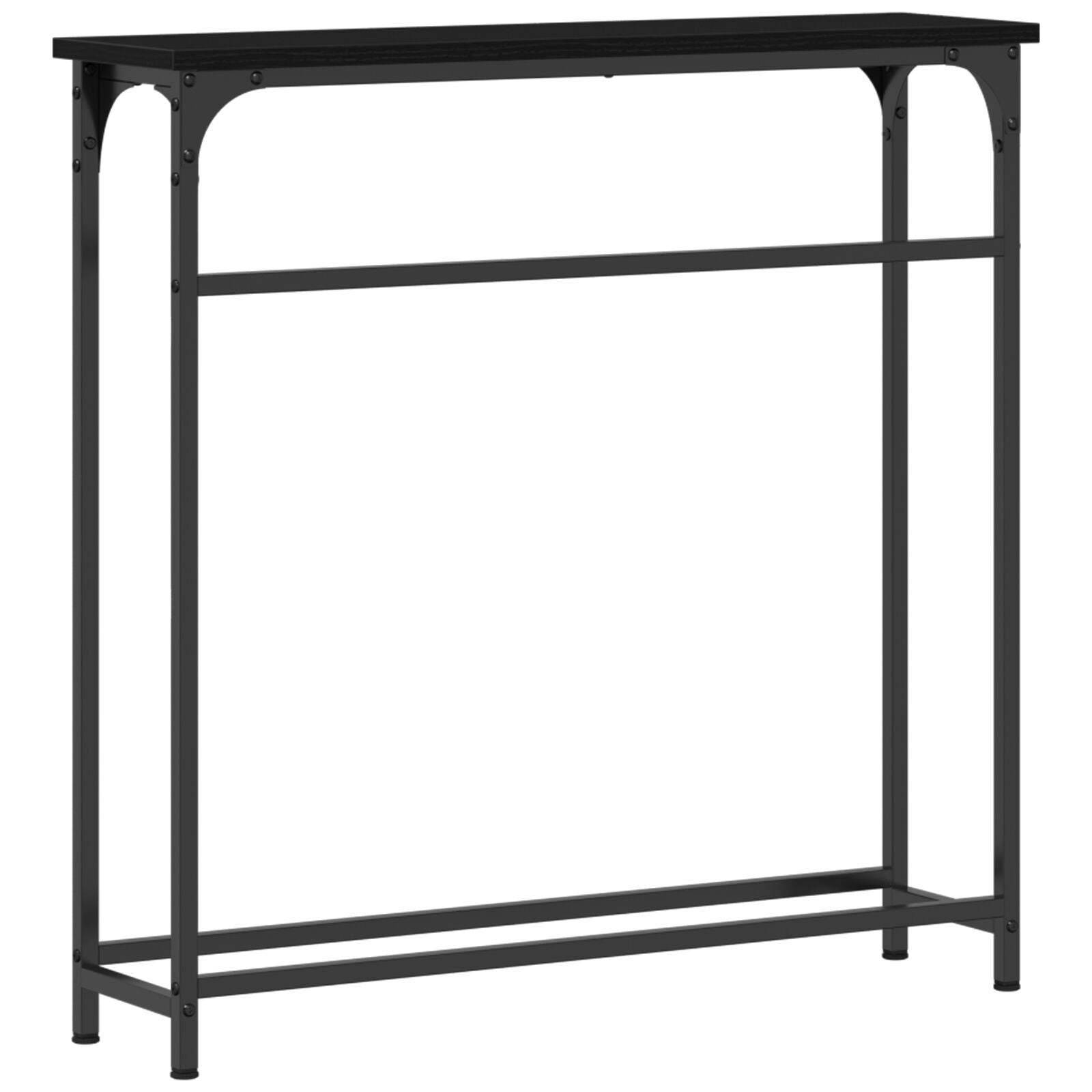 Console Tafel Metaal Frame, Mdf Bovenblad Compact Zwart eiken