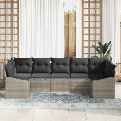 Tuinbankenset Set Van 7 Zwart Rattan, Stof, Schuim Tuindivaan