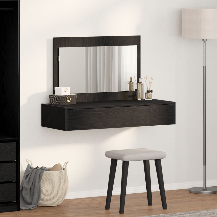 Wandgemonteerde Kaptafel In , 100 x 40 x 70 cm Zwart eiken zonder LED