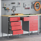 Workbench cabinet 3 pcs Red 150 x 55 x 85 cm Engineered wood and steel
