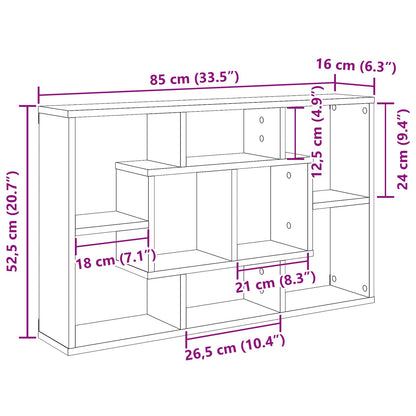 Wandplank - Zwart Eiken, 85 X 16 X 52,5 Cm, Gemaakt Van Gelaagd Hout