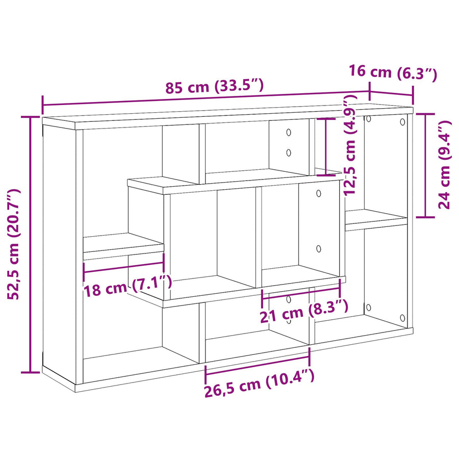Wandplank - Zwart Eiken, 85 X 16 X 52,5 Cm, Gemaakt Van Gelaagd Hout