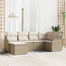 6-Delige Tuin Sofa Set Met Kussens Beige Poly Rattan, 2-Zits Tuin Sofa Met Opslag & Kussens Beige Poly Rattan Gegalvaniseerd Staal