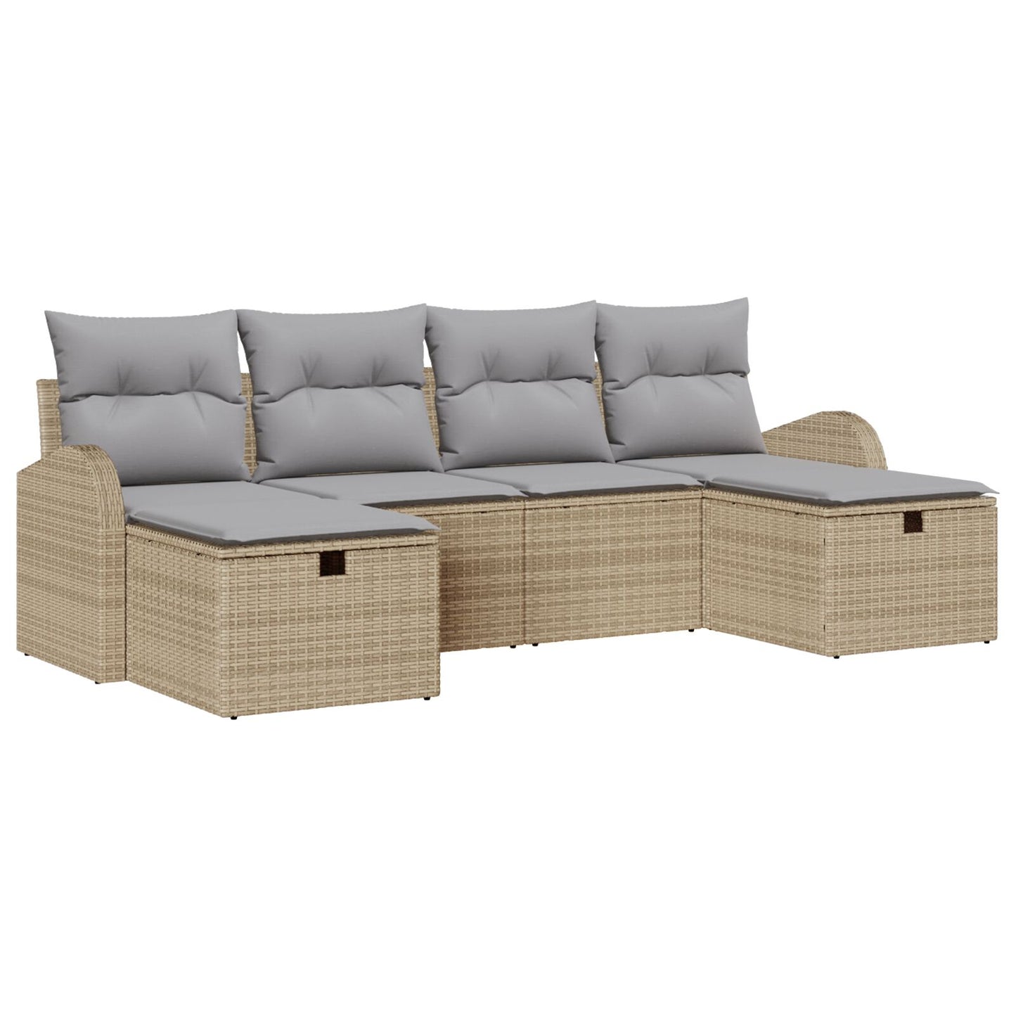 6-Delige Tuin Sofa Set Met Kussens Beige Poly Riet