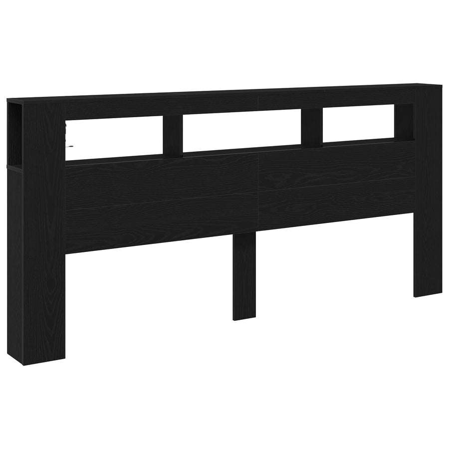 Opberghoofdeksel Met Led-Verlichting Zwart Eiken 220X18,5X103,5 Cm